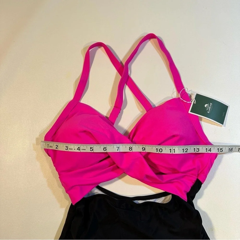 NWT Eomenie Size S Pink Tummy Control High Waist Cutout One‎ Piece Swimsuit